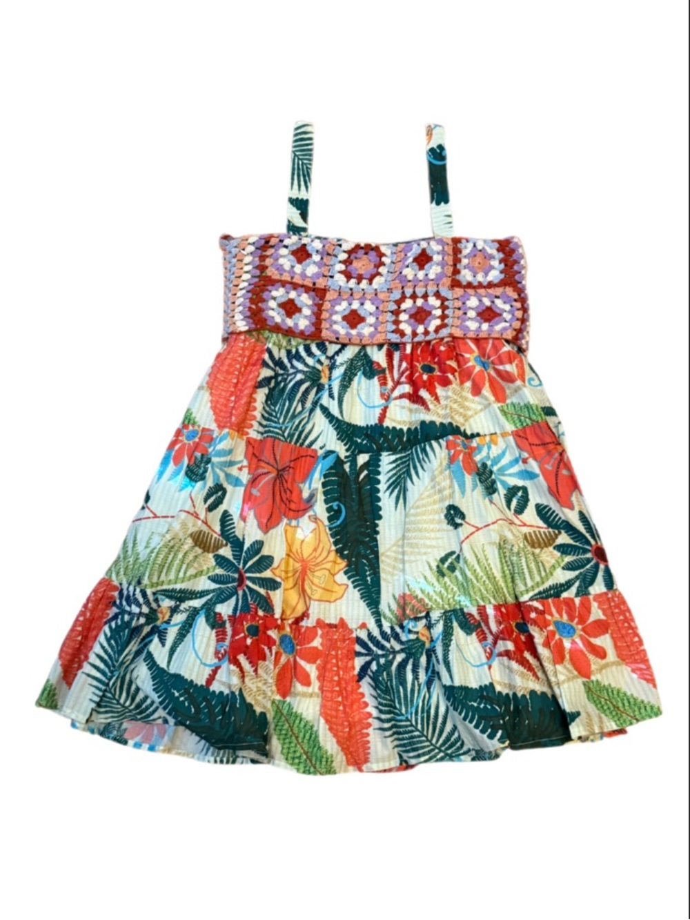 FARM Rio X Anthropologie Crochet Bodice Tropical Coastal Mini Dress - Picture 6 of 12